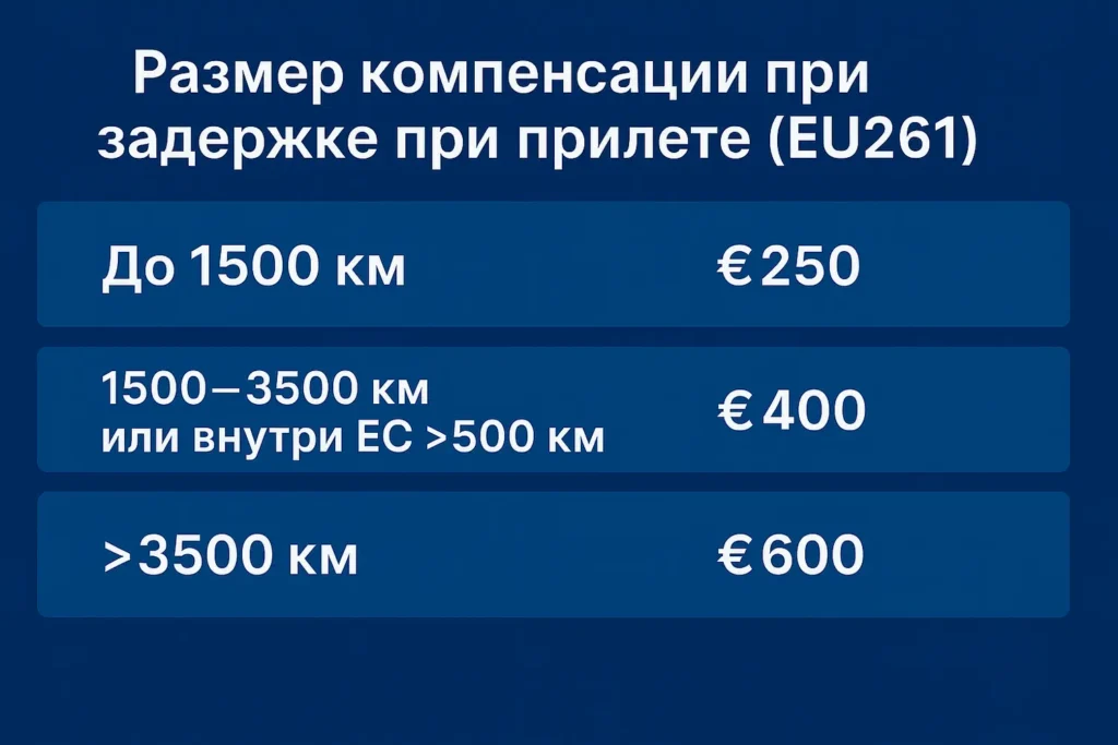 Размеры компенсаций по EU261